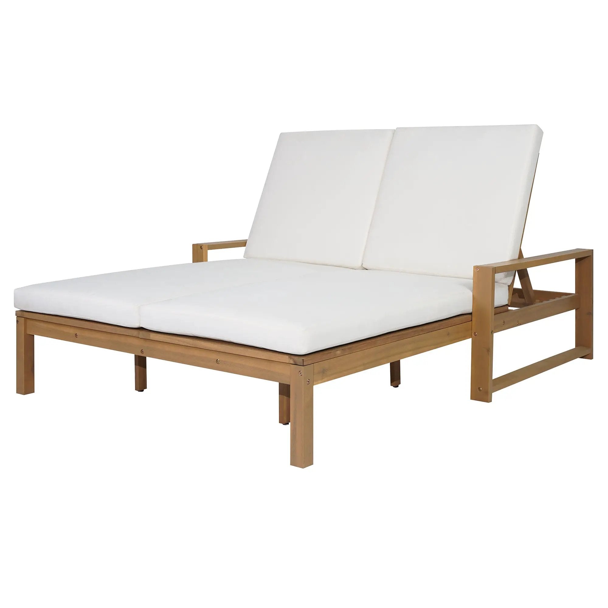 TREXM Outdoor Double Lounge Chair with 5-Position Adjustable Backrest by HouseOfZazla