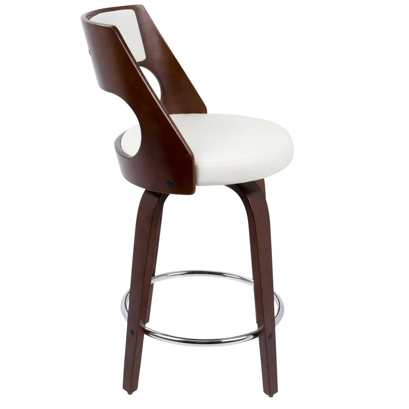 Cecina - Mid-Century Modern Fixed Height Counter Stool With Swivel And Round Footrest (Set of 2) by HouseOfZazla