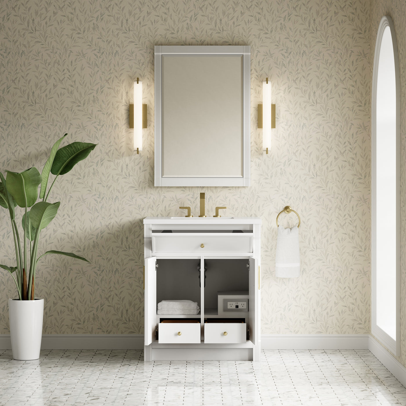 James Martin Bellshire 30" Single Bathroom Vanity, Bright White by James Martin