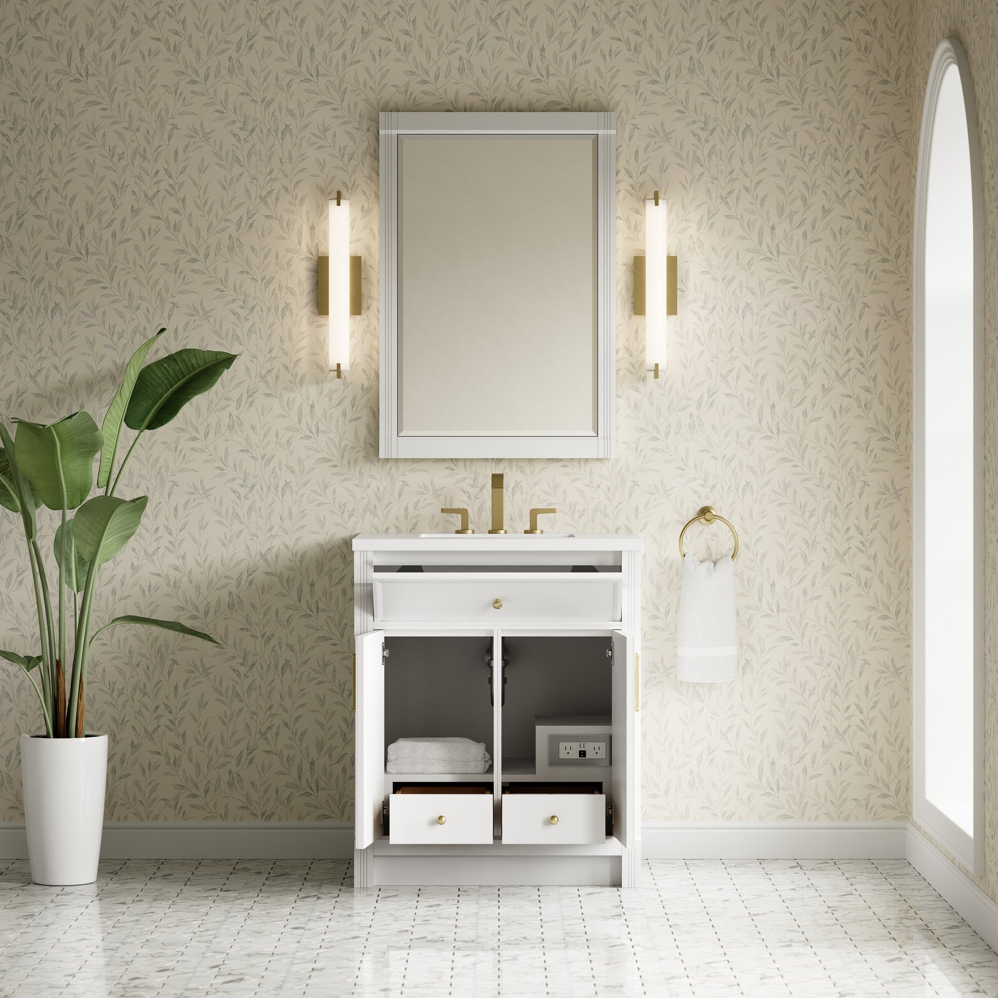 James Martin Bellshire 30" Single Bathroom Vanity, Bright White by James Martin