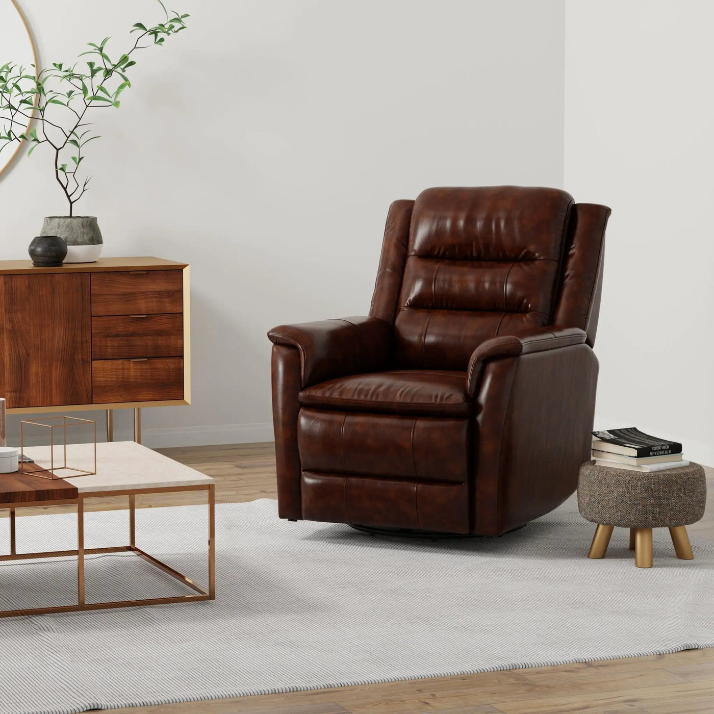Swivel Recliner With Manual Adjustable Footrest by Unique Piece Furniture