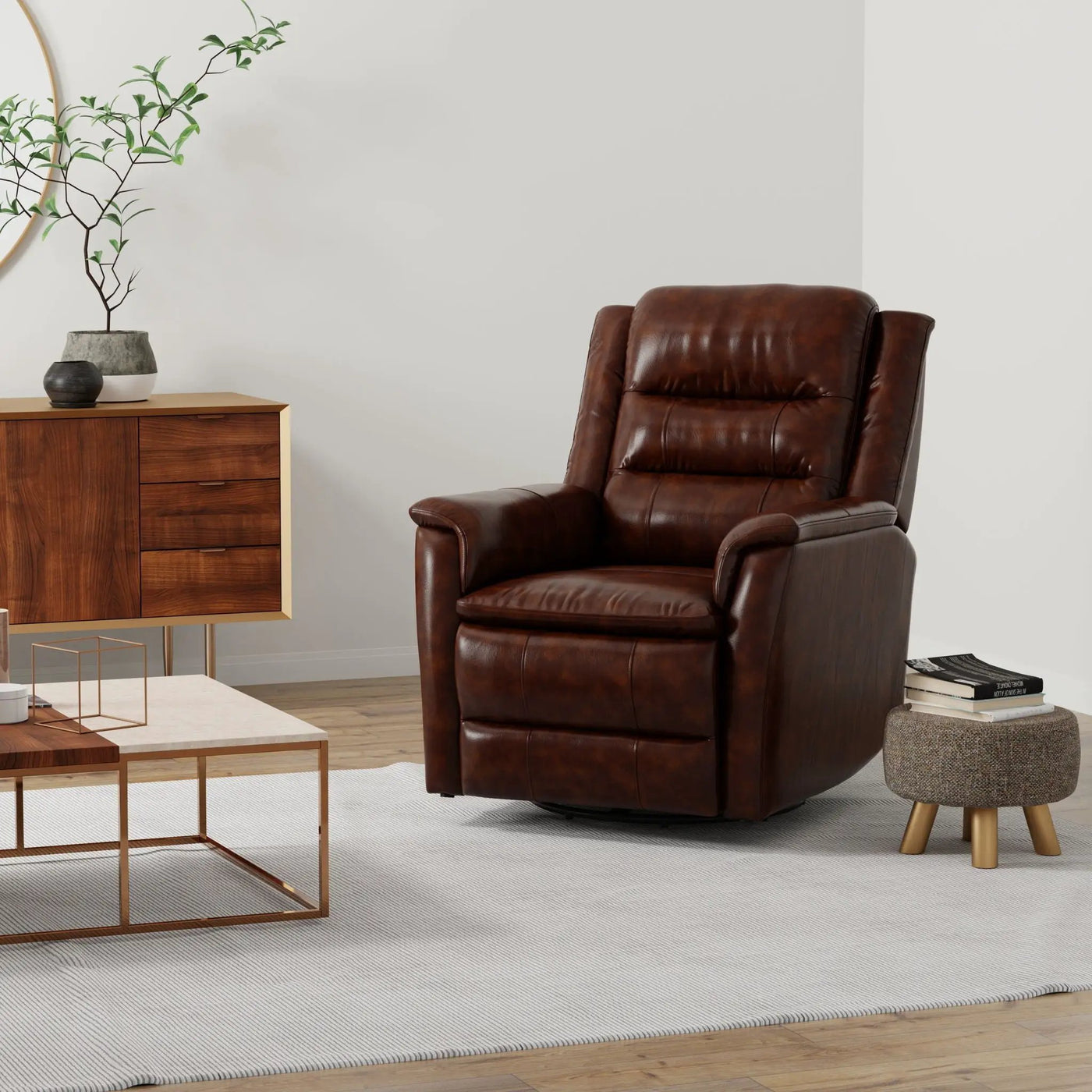 Swivel Recliner With Manual Adjustable Footrest by HouseOfZazla