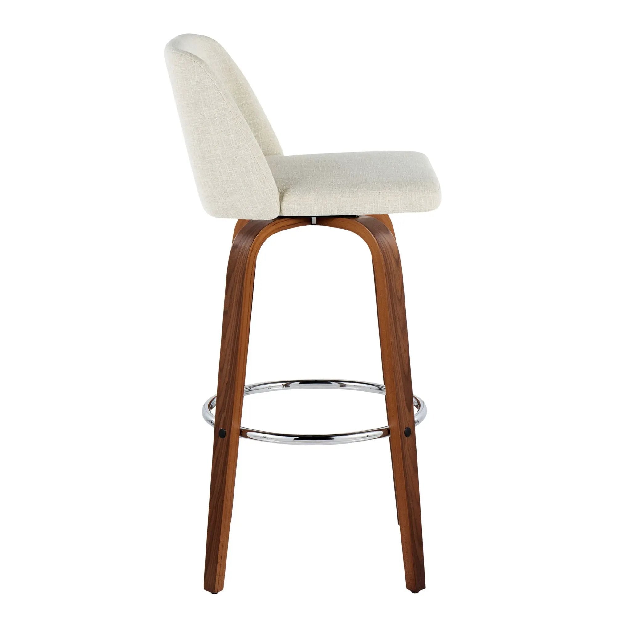 Toriano - Contemporary, Fixed Height Barstool Swivel & Round Footrest (Set of 2) by HouseOfZazla