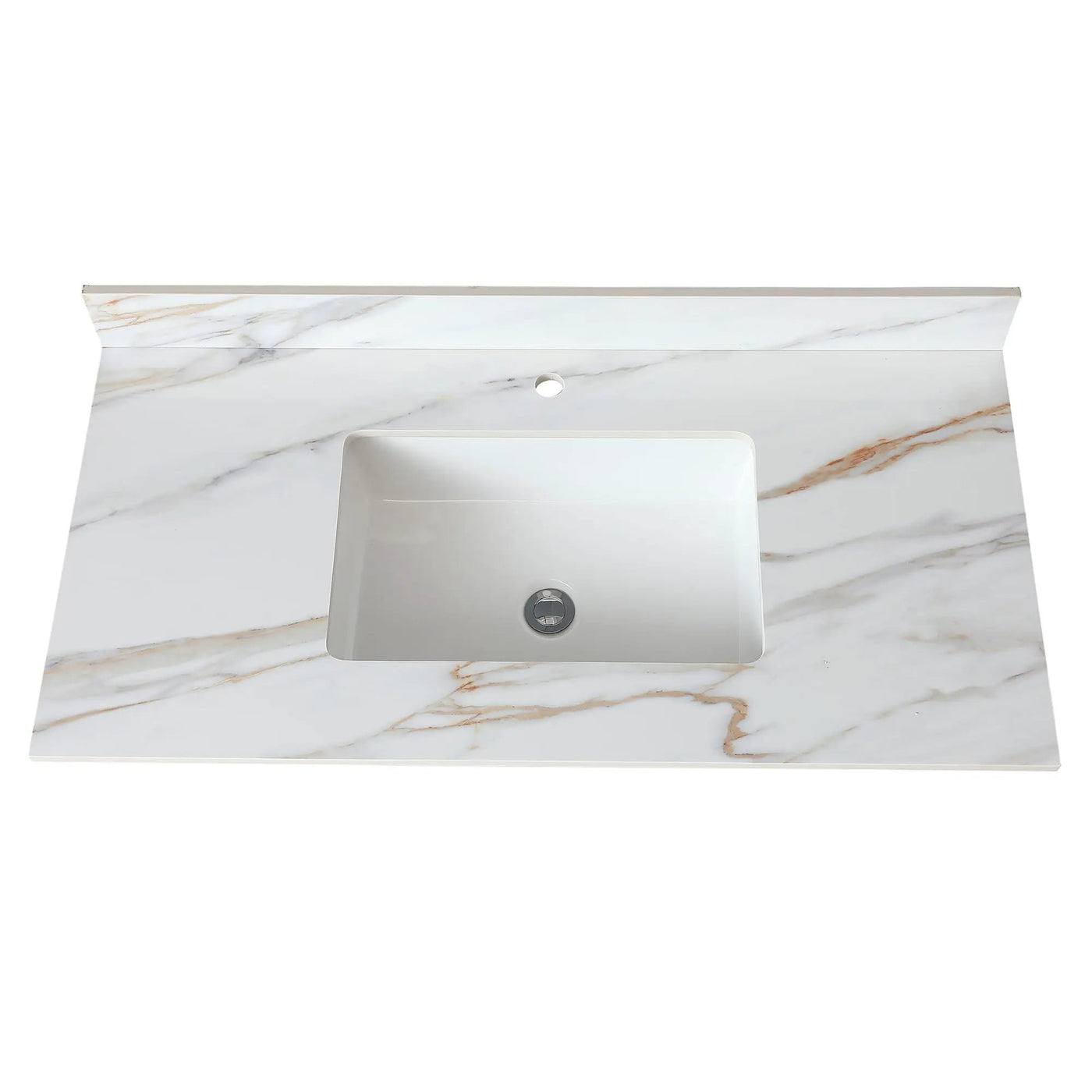 Elegant Vanity Top With Undermount Sink And Backsplash, Sintered Stone by HouseOfZazla