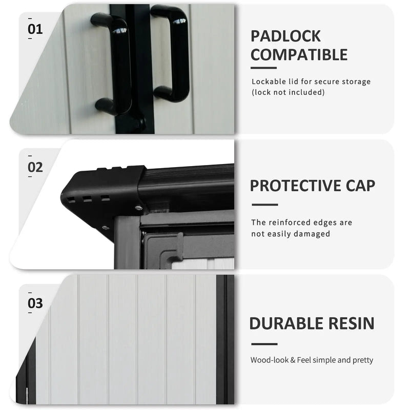 5X3Ft Outdoor Storage Shed Waterproof Resin Cabinet With Lockable Doors For Bikes And Patio Furniture - Black by HouseOfZazla