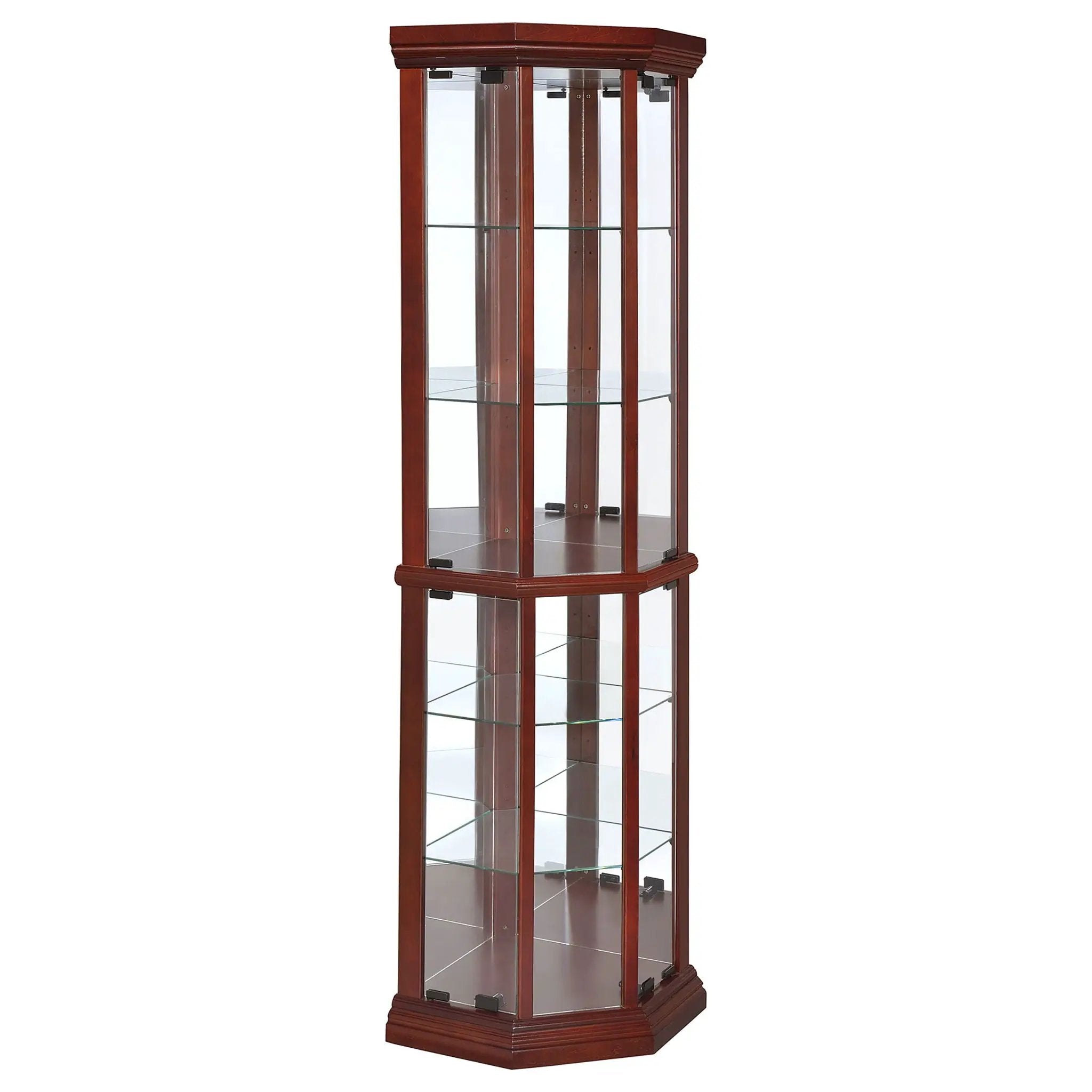Appledale 6-shelf Corner Curio Display Cabinet Medium Brown by Unique Piece Furniture