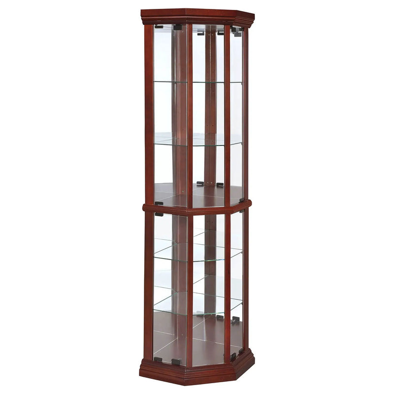 Appledale 6-shelf Corner Curio Display Cabinet Medium Brown by Unique Piece Furniture