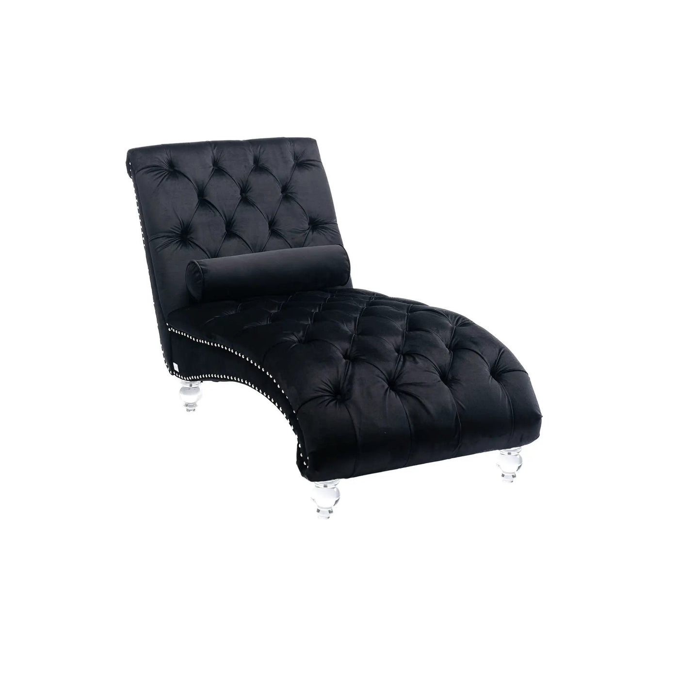 Chaise Lounge Indoor, Button Tufted Upholstered Chaise Lounge Chair With Pillow by HouseOfZazla