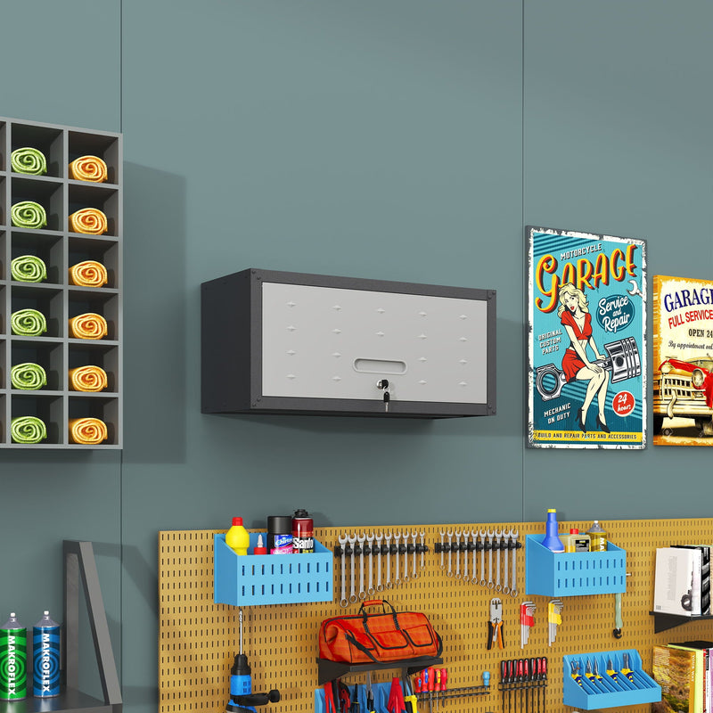 Heavy Duty Metal Wall Mounted Tool Storage Cabinet Steel Metal Garage Storage Cabinet - Black / Gray by HouseOfZazla