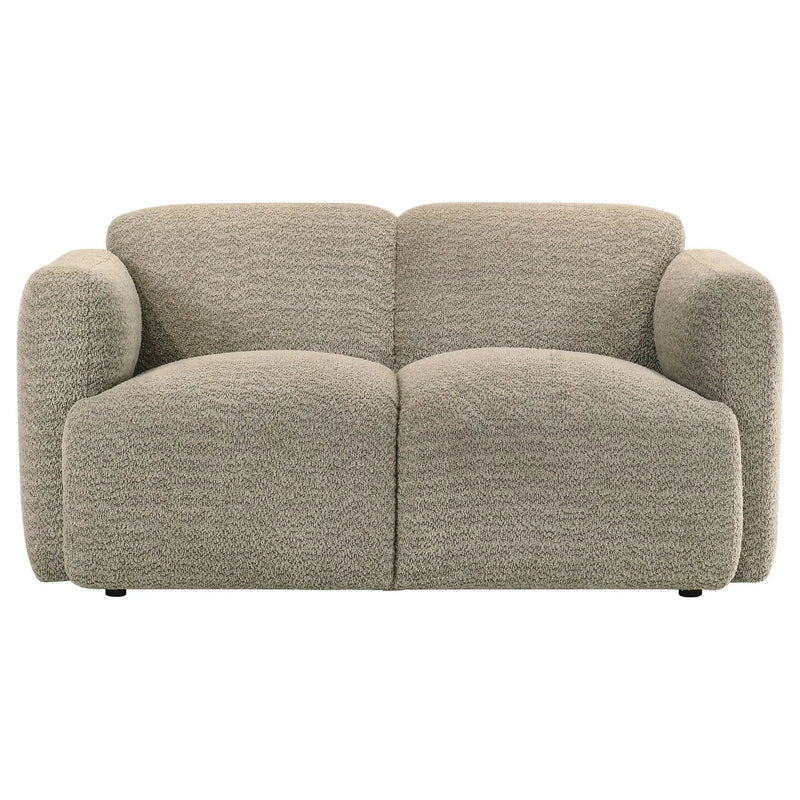 Dorset Fabric Upholstered Round Track Arm Loveseat Brown by Unique Piece Furniture