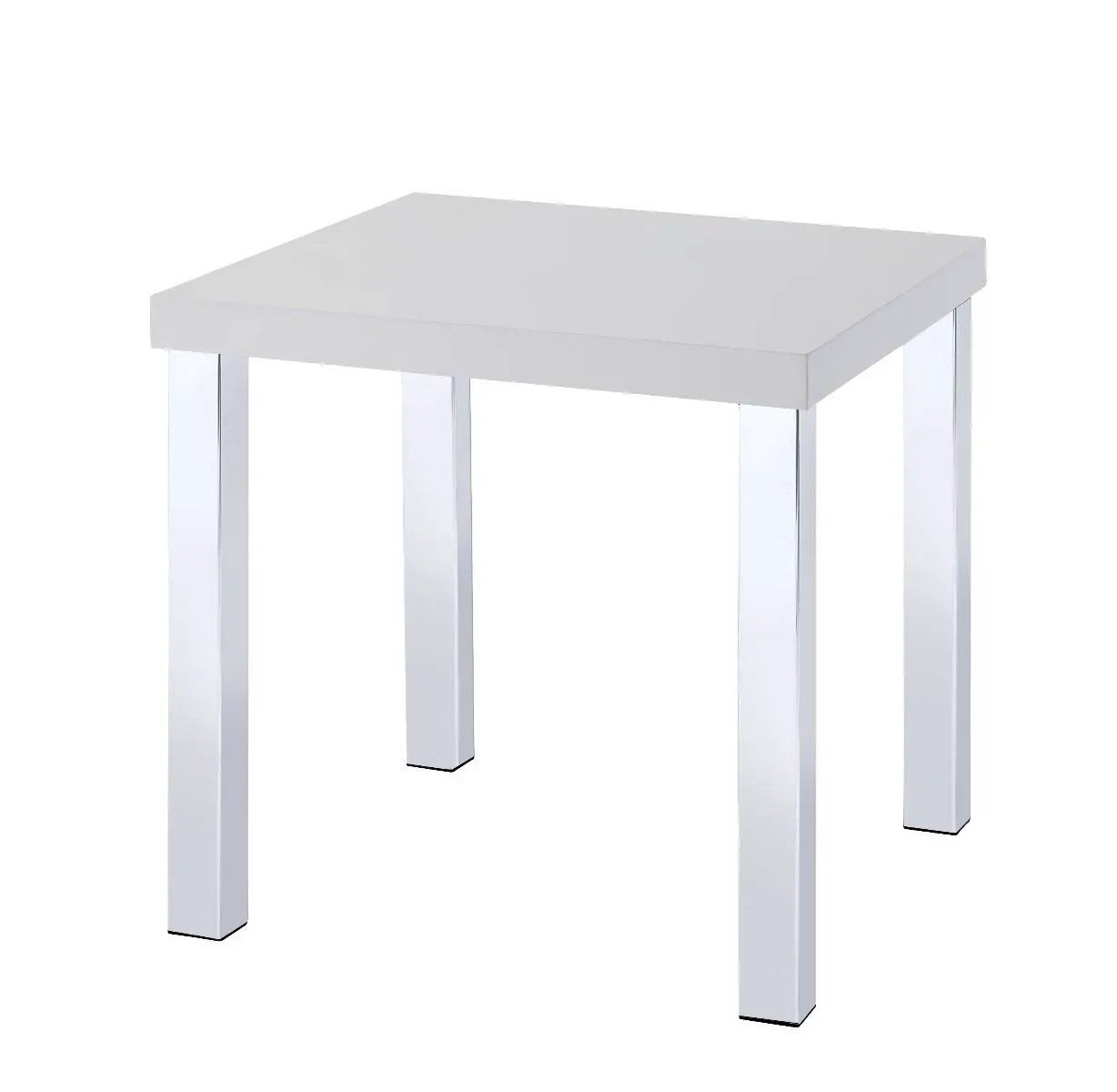 Harta - End Table - White High Gloss & Chrome by Unique Piece Furniture