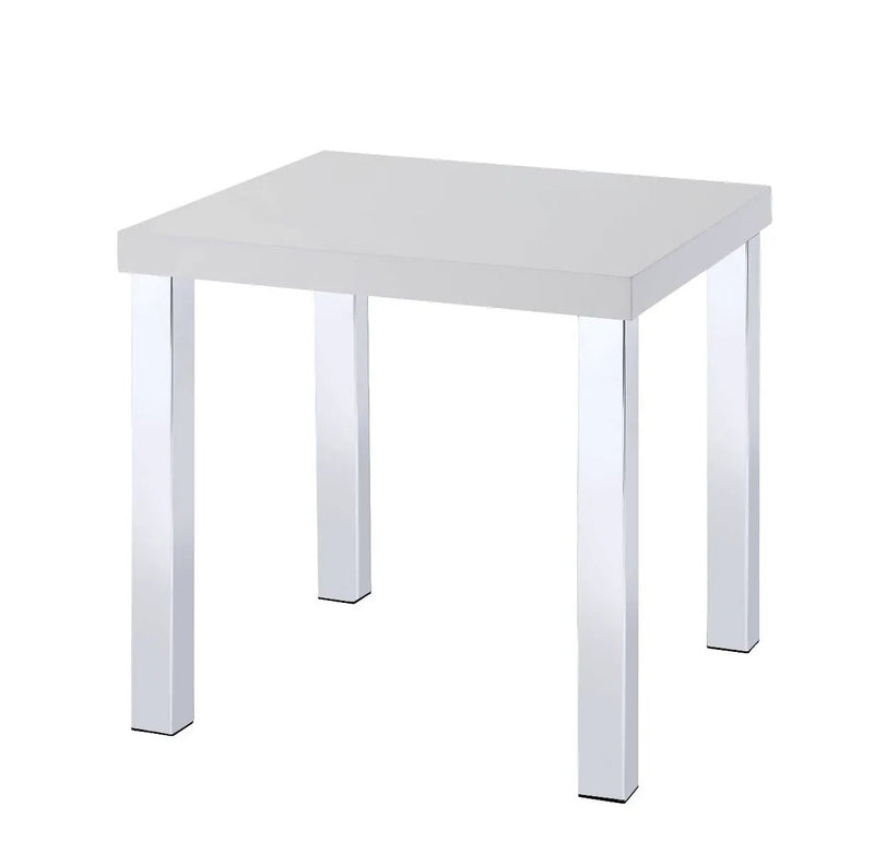 Harta - End Table - White High Gloss & Chrome by Unique Piece Furniture