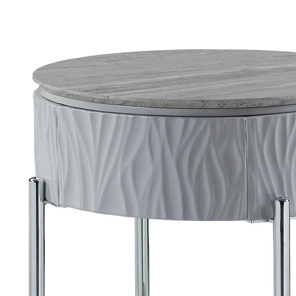 Yukino - End Table - Gray High Gloss & Chrome by Unique Piece Furniture