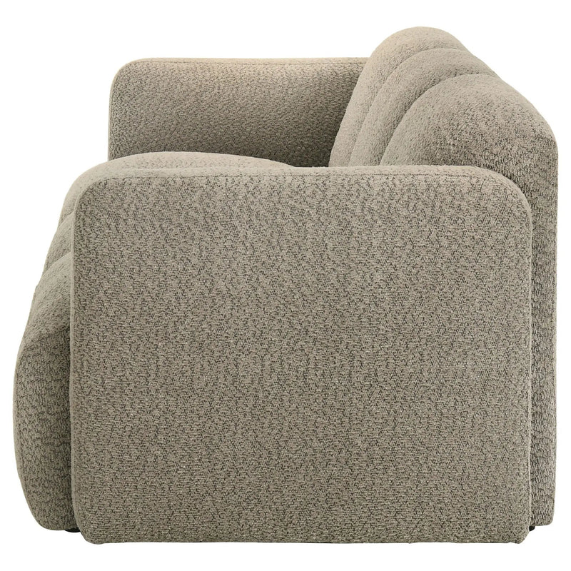 Dorset Fabric Upholstered Round Track Arm Sofa Brown by Unique Piece Furniture
