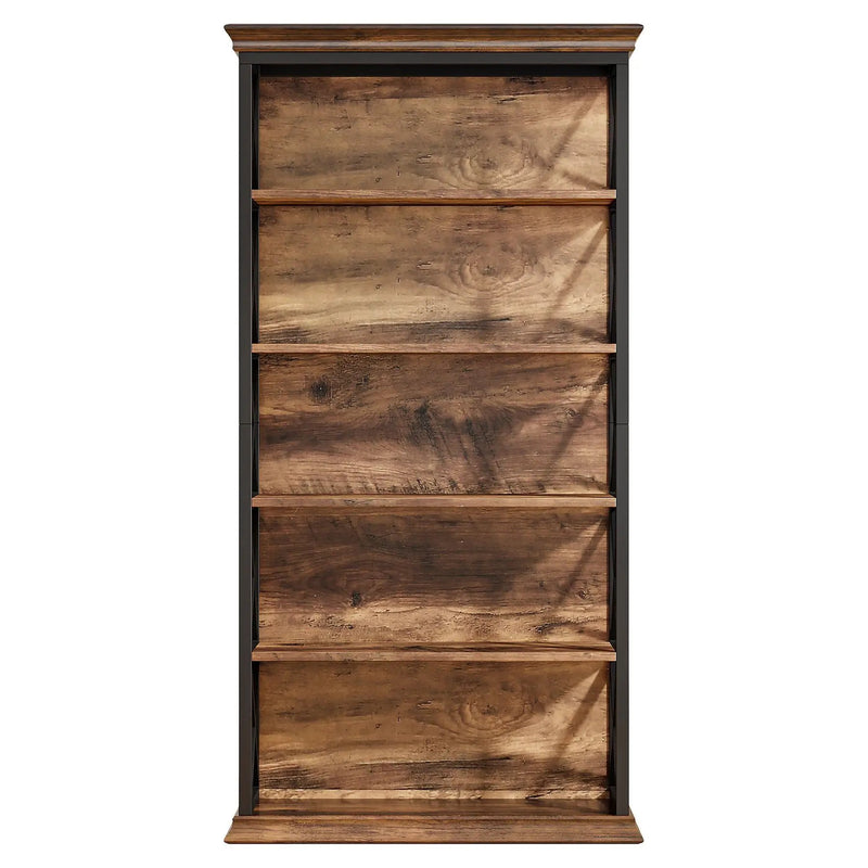 6 Tier Industrial Brown & Bookshelf With X Pattern Design - Rustic Brown by HouseOfZazla