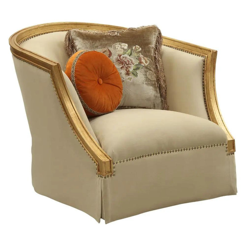 Daesha - Chair With 2 Pillows - Tan Flannel & Antique Gold by Unique Piece Furniture