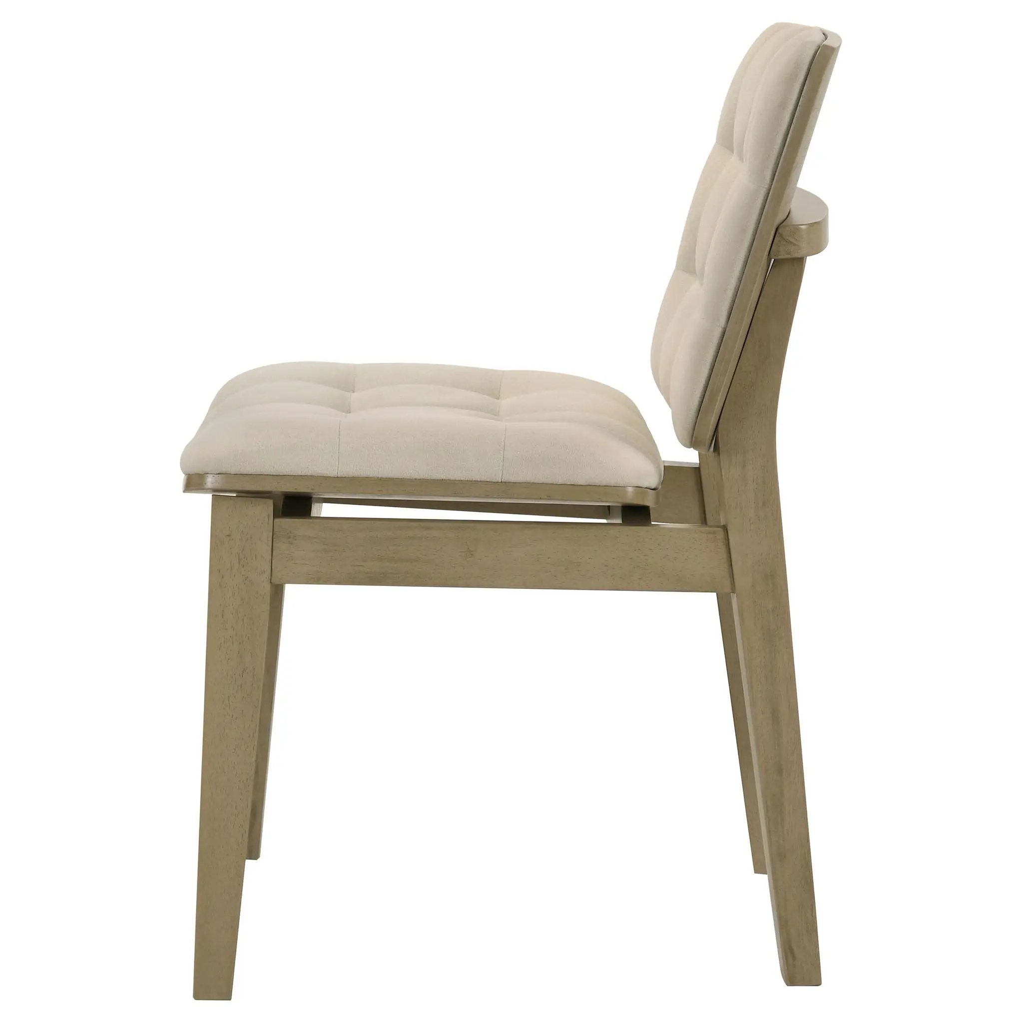 Redbridge Velvet Upholstered Side Chair Cream and Natural Oak (Set of 2) by Unique Piece Furniture