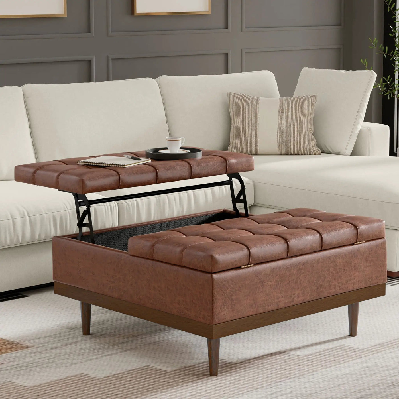 Mariah - Upholstered Lift Top Table Storage Ottoman by HouseOfZazla
