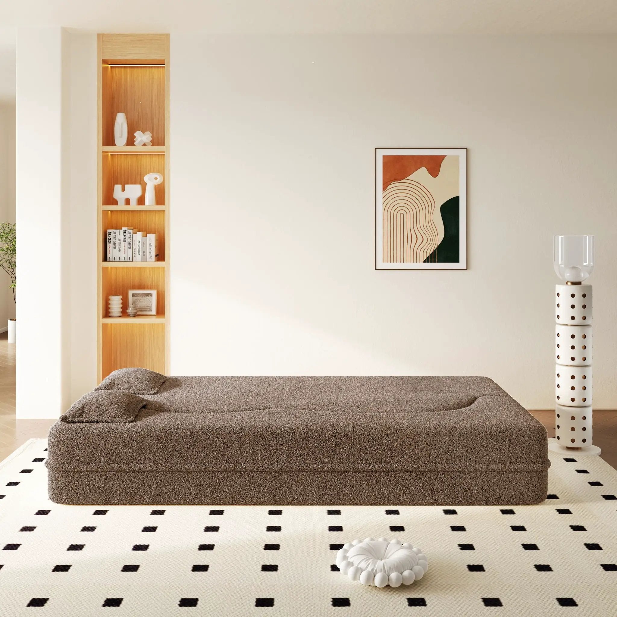 Modern Floor Sleeper Sofa Bed With 2 Pillows, Convertible Twin Size Folding Mattress For Living Room by HouseOfZazla