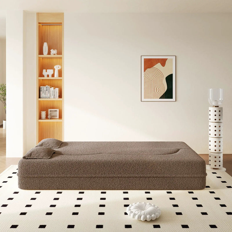 Modern Floor Sleeper Sofa Bed With 2 Pillows, Convertible Twin Size Folding Mattress For Living Room by HouseOfZazla