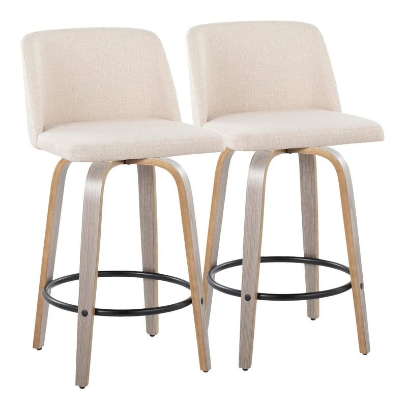 Toriano - Contemporary Fixed Height Counter Stool With Swivel & Round Footrest (Set of 2) by Unique Piece Furniture