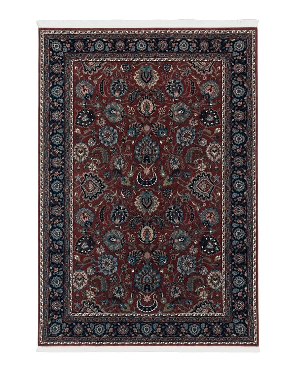 Indo Persian Rug 5x7, Vintage Traditional Floral Carpet, Burgundy and Navy Blue