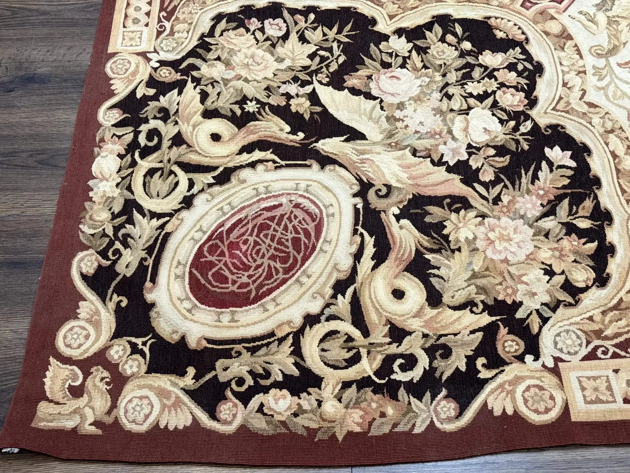 French Aubusson Rug 9x12 - European Design Flatweave Carpet by Jewel Rugs