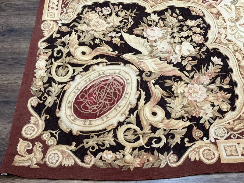 French Aubusson Rug 9x12 - European Design Flatweave Carpet by Jewel Rugs