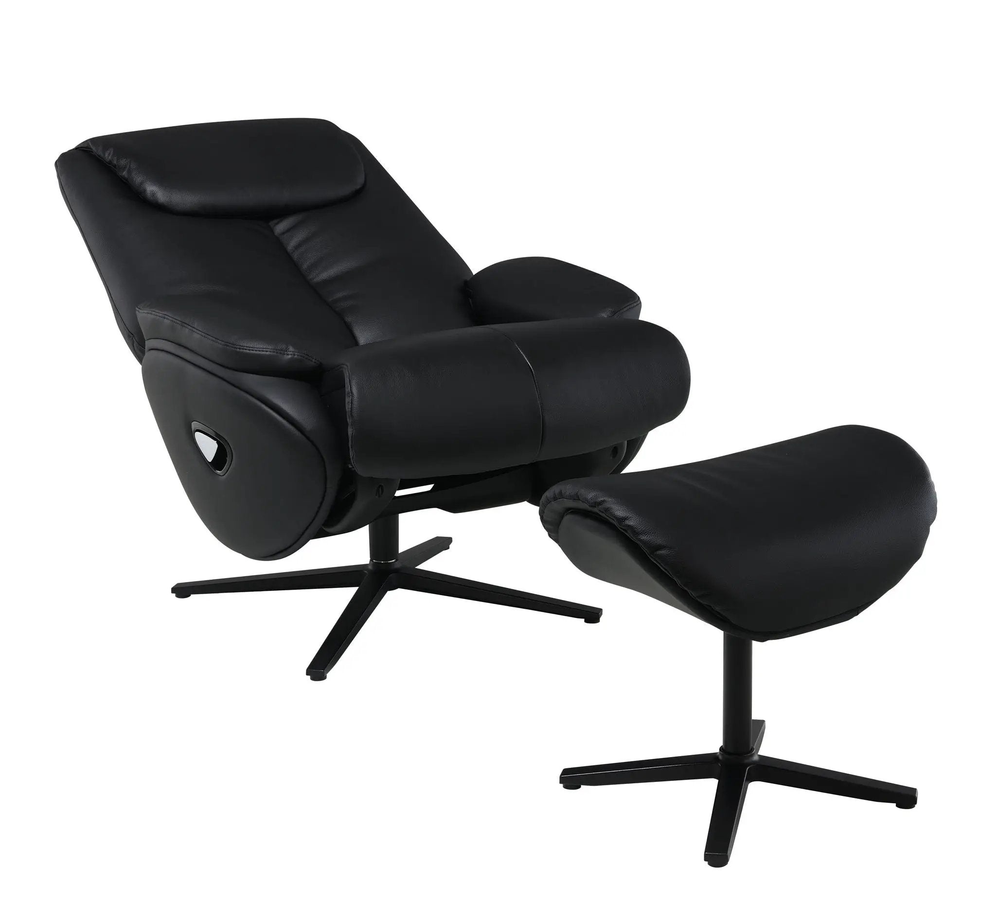Labotina - Top Grain Leather Accent Chair With Swivel & Ottoman - Black by Unique Piece Furniture