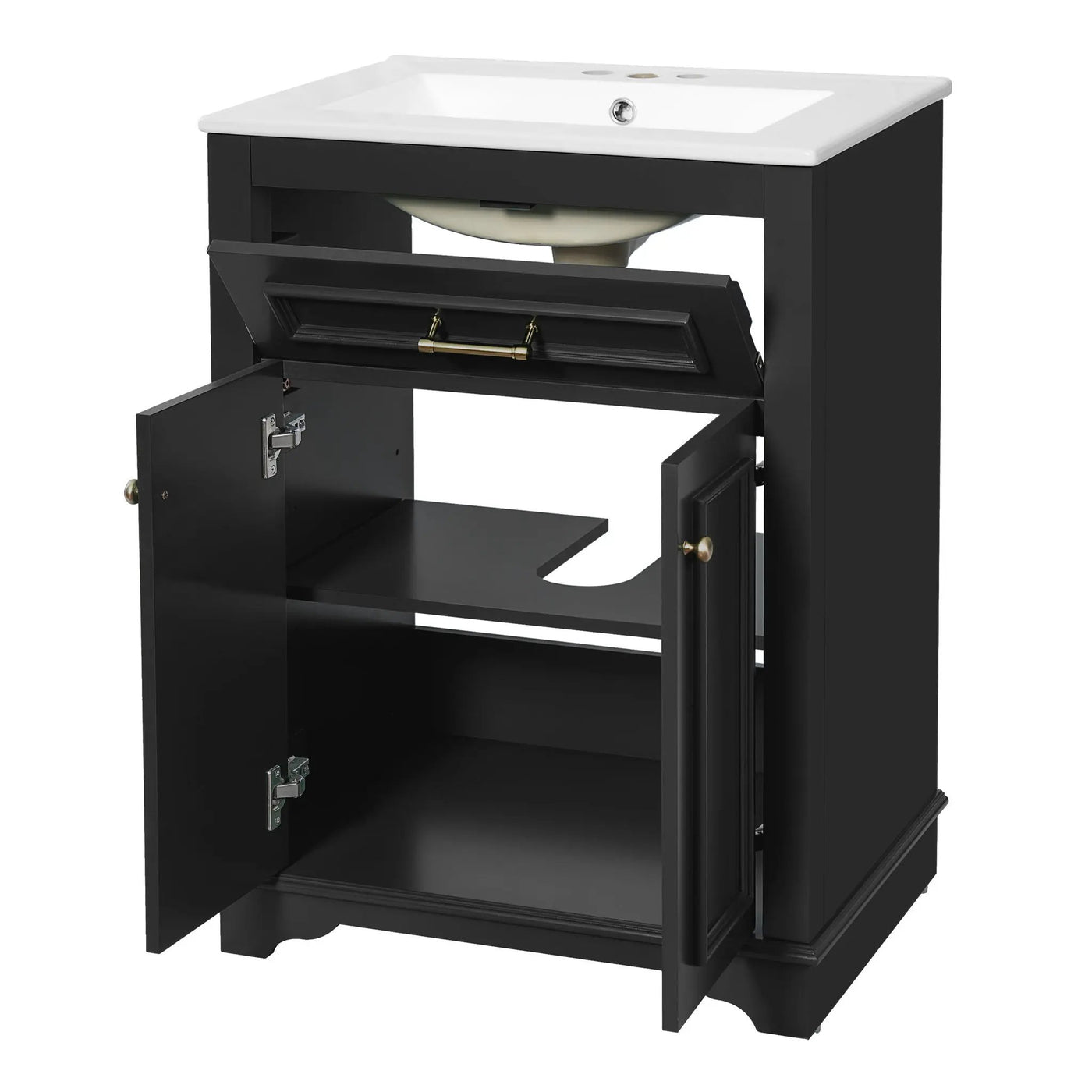 Bathroom Vanity With Integrated Sink, 2 Door Cabinet With Tip Out Drawer by HouseOfZazla