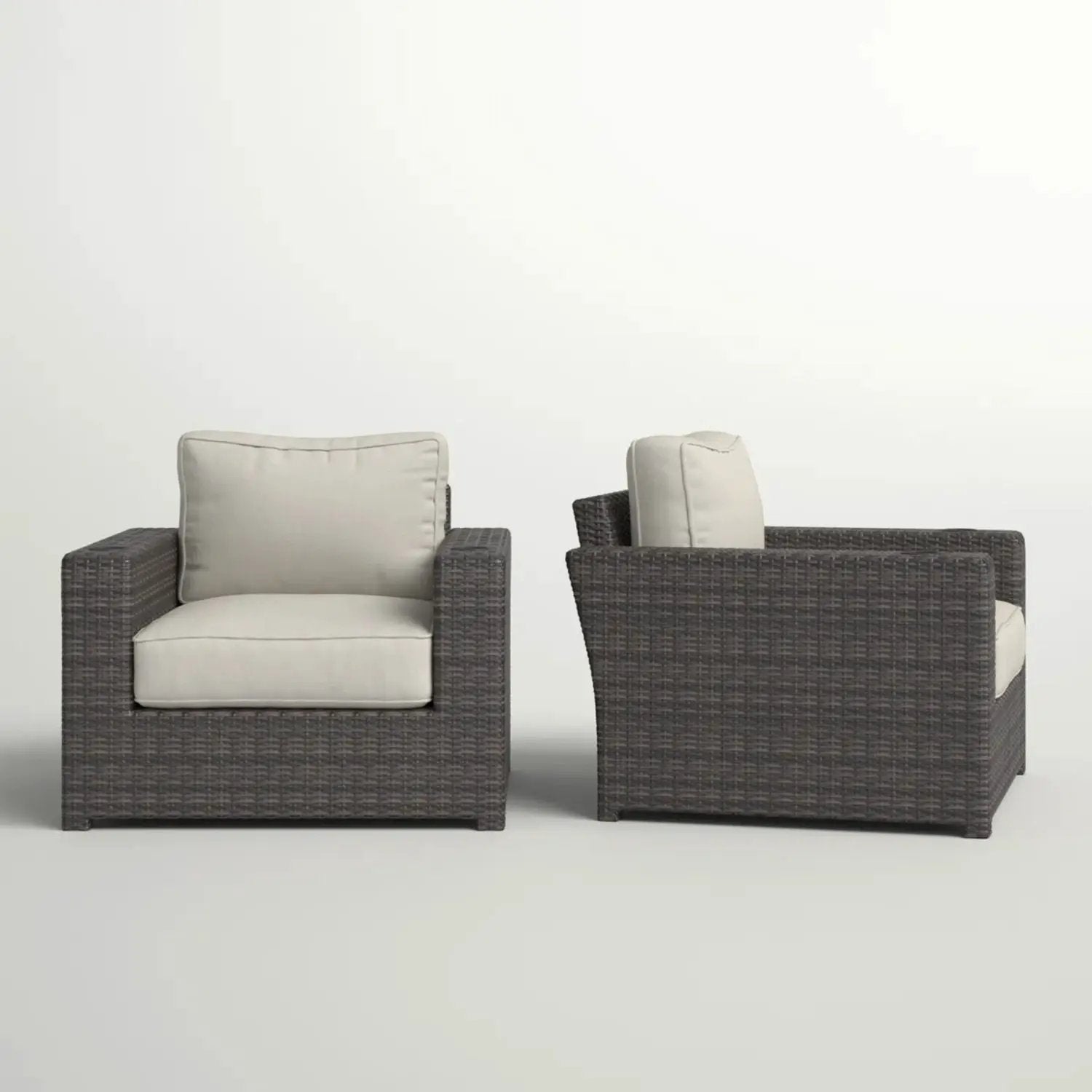 Outdoor Armchairs With Cushions (Set of 2) - Espresso / Gray by Unique Piece Furniture