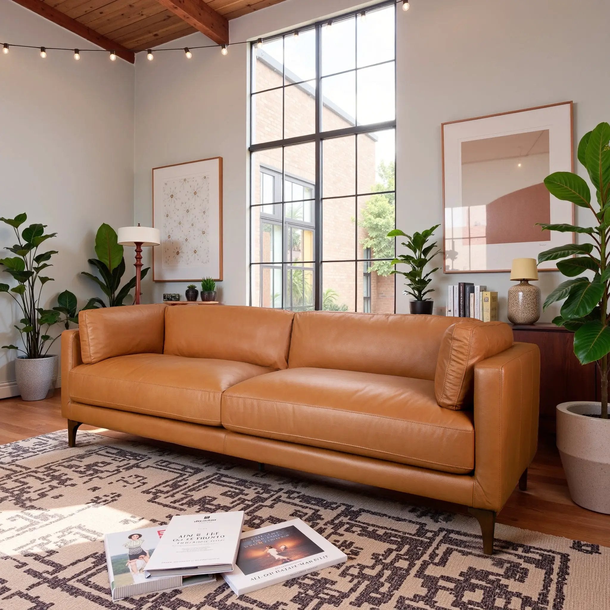 Bellrose Mid-Century Modern Genuine Leather Sofa by HouseOfZazla