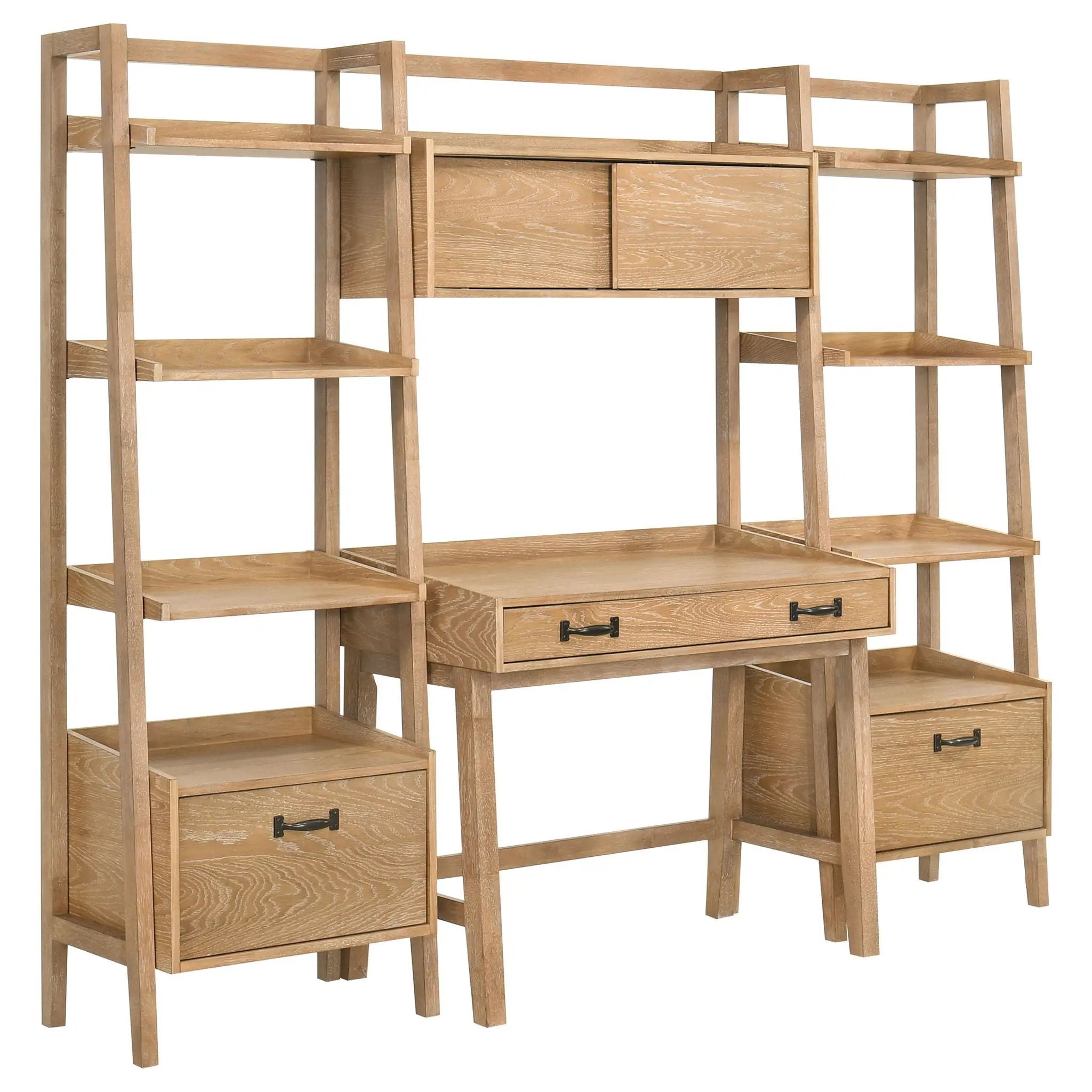 Fabian 2-piece 3-shelf Bookshelf with Drawer Distressed Light Brown by Unique Piece Furniture