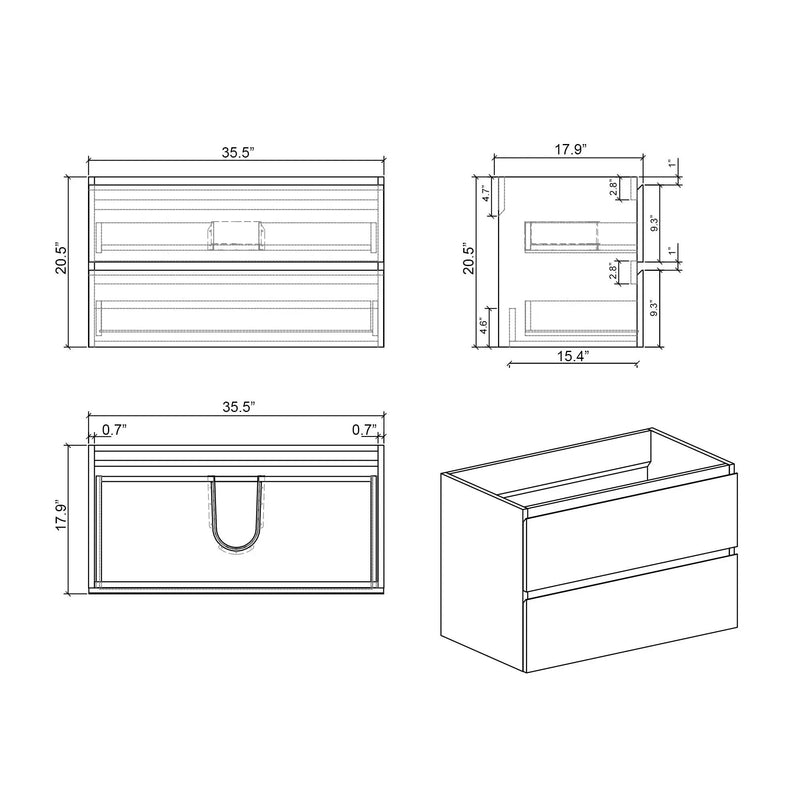 Alice - Bathroom Vanity With Sink, Large Storage Wall Mounted Floating Bathroom Vanity For Modern Bathroom, One-Piece Sink Basin Without Drain And Faucet by Unique Piece Furniture