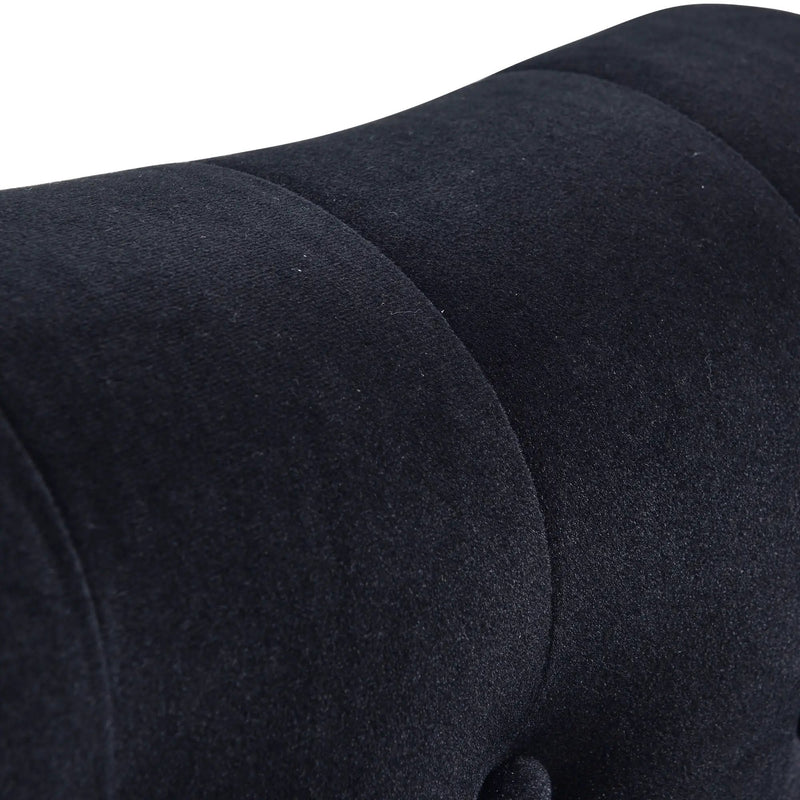 Velvet Chaise Lounge, Button Tufted Right Arm Facing Lounge Chair With Nailhead Trim For Living Room - Black by HouseOfZazla