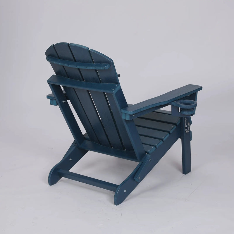 Folding Adirondack Chair with Dual Cup Holder - Navy Blue by HouseOfZazla