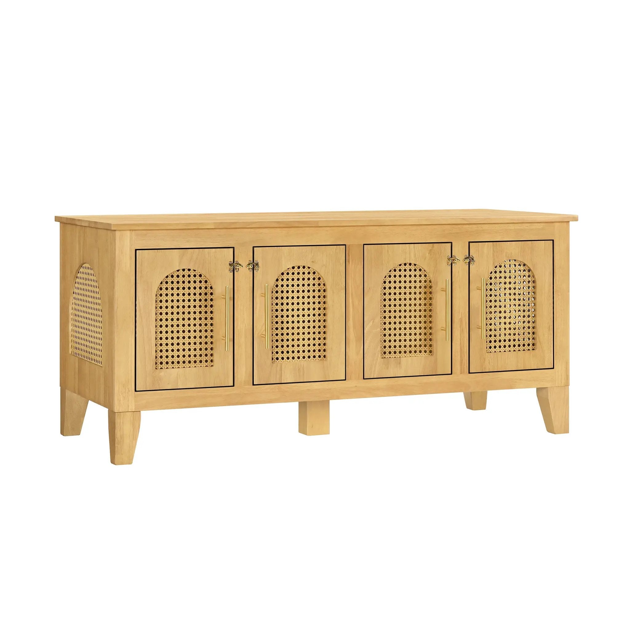 Lars Indoor Rattan Decorated Rubber Wood Dog Crate Cabinet by HouseOfZazla