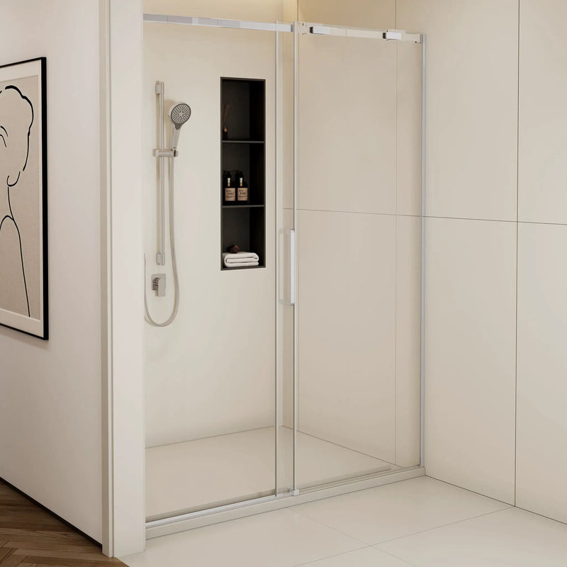 Semi-Frame Single Sliding Shower Door With Clear Tempered Glass by HouseOfZazla