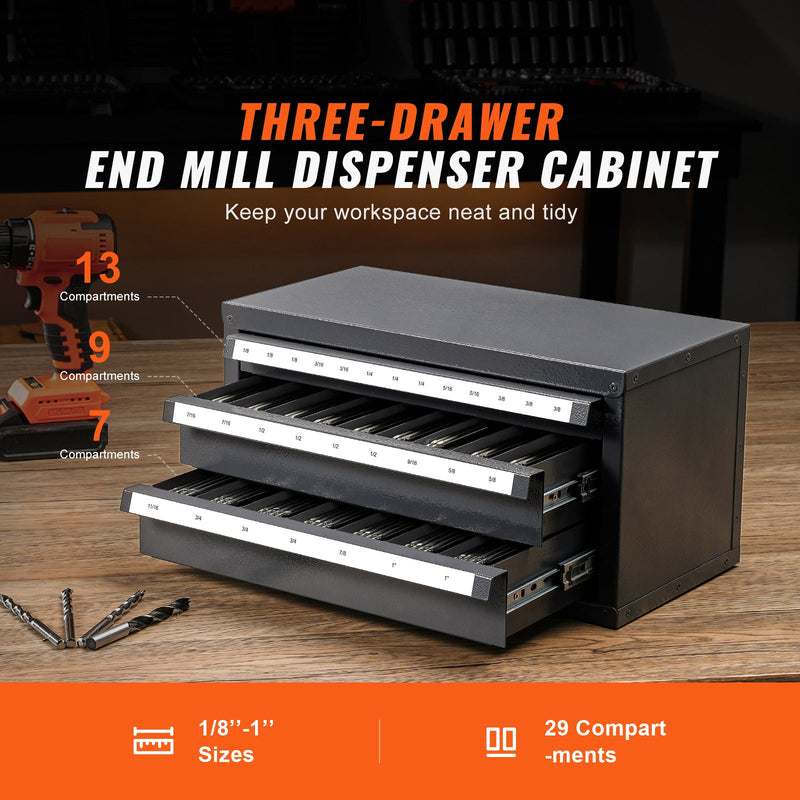 End Mill Dispenser Cabinet, Three-Drawer Organizer for End Mill Storage by HouseOfZazla