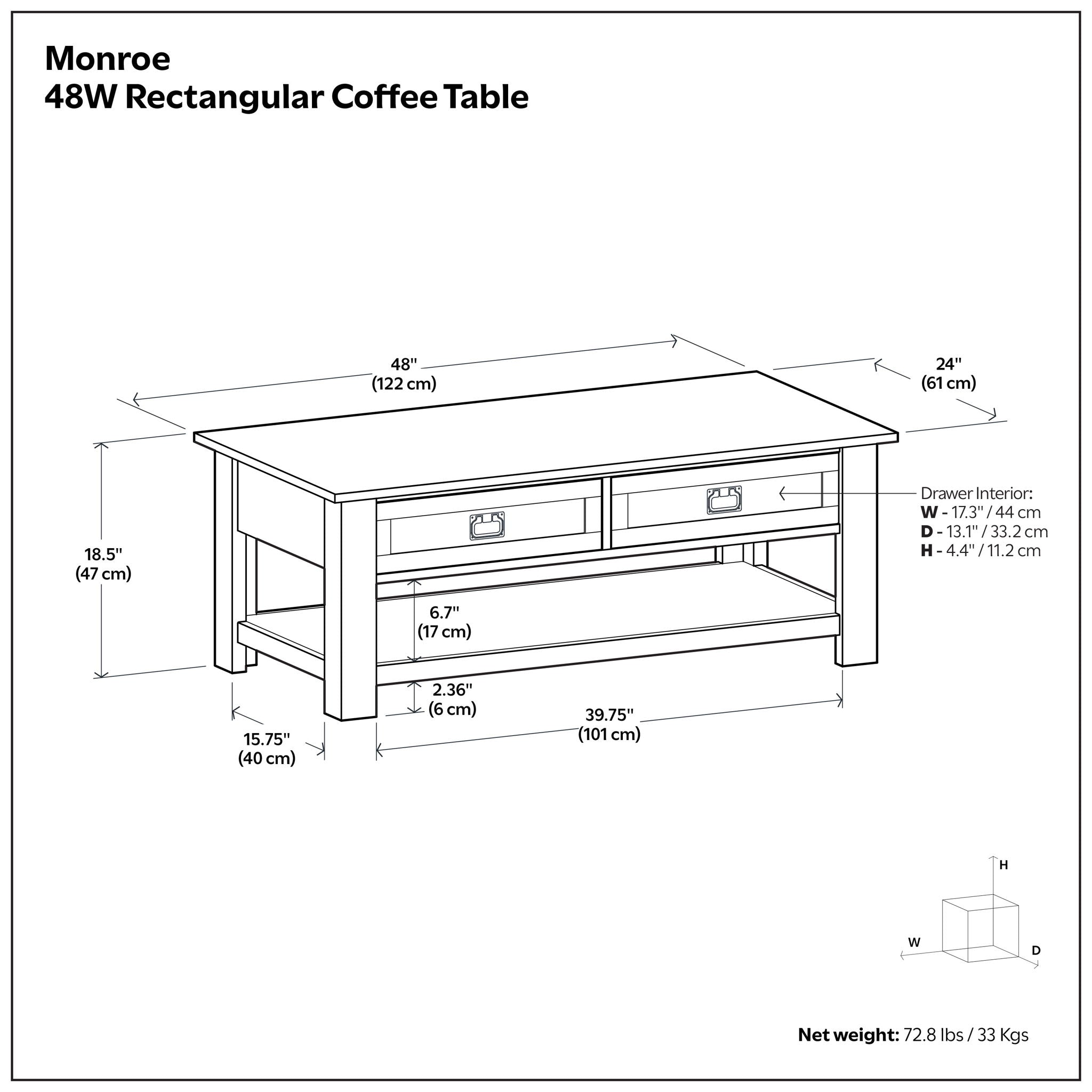 Monroe - Rectangular Coffee Table With Drawers - Brown by HouseOfZazla