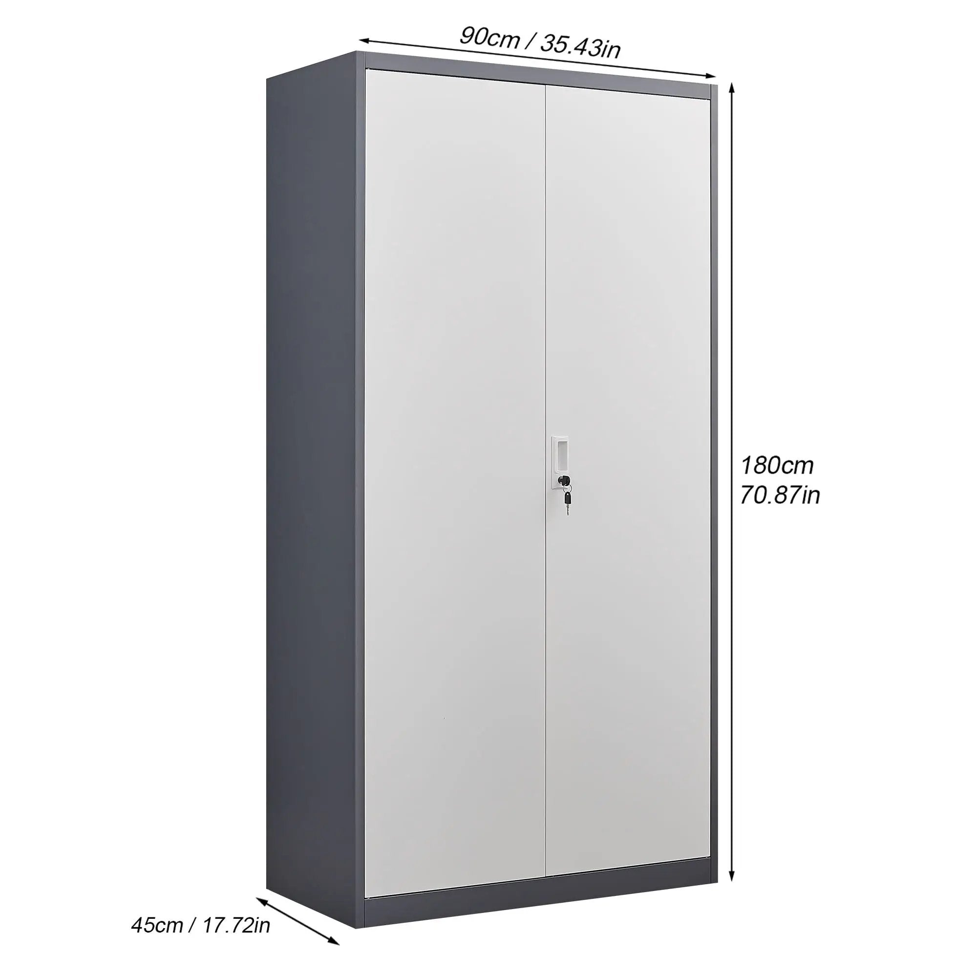 Wardrobe With Hanging Rod And Compartments, Lockable Closet With Locks & Keys For Bedroom - Gray by HouseOfZazla