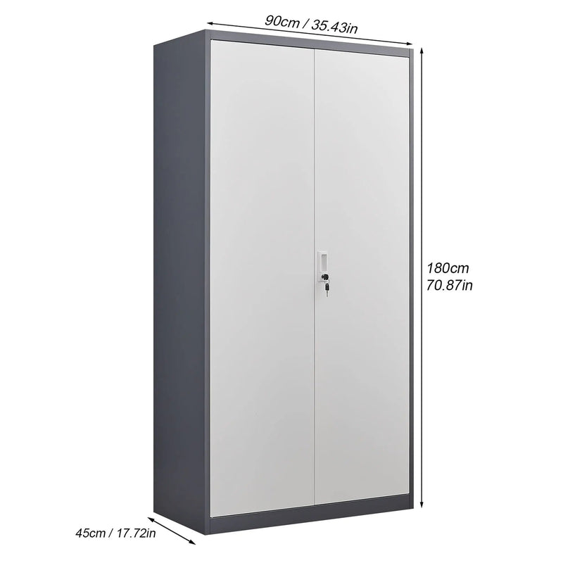 Wardrobe With Hanging Rod And Compartments, Lockable Closet With Locks & Keys For Bedroom - Gray by HouseOfZazla