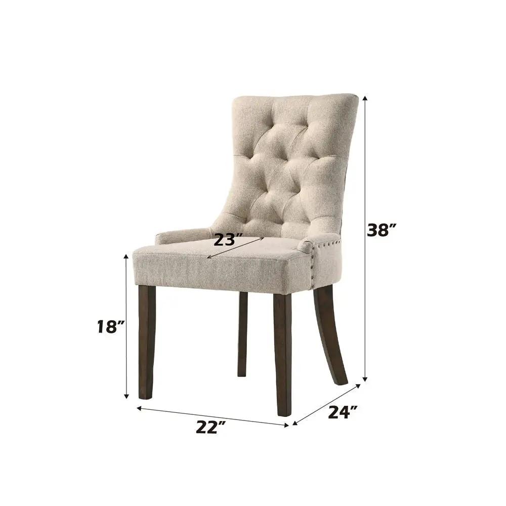 Yotam - Side Chair (Set of 2) - Beige Fabric & Salvaged Oak by Unique Piece Furniture