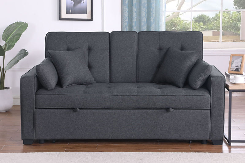 Convertible Sleeper Loveseat with Cup Holder & Charging Ports - Dark Gray, photo 14 of 14