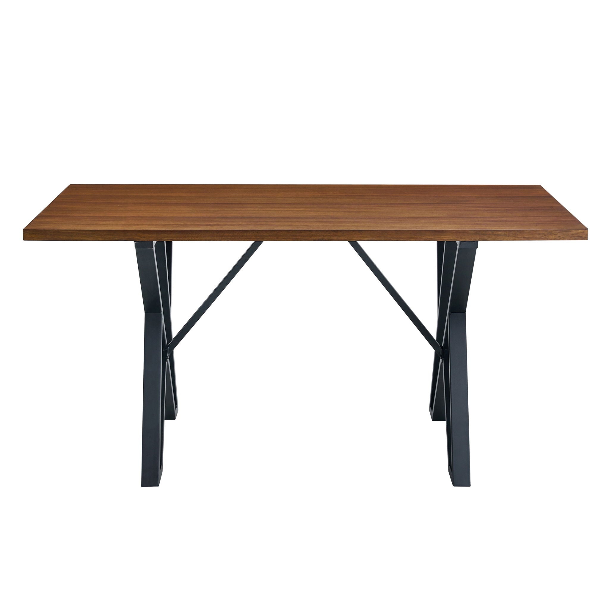 Industrial Style Indoor Dining Table With Metal Legs - Walnut / Black by HouseOfZazla