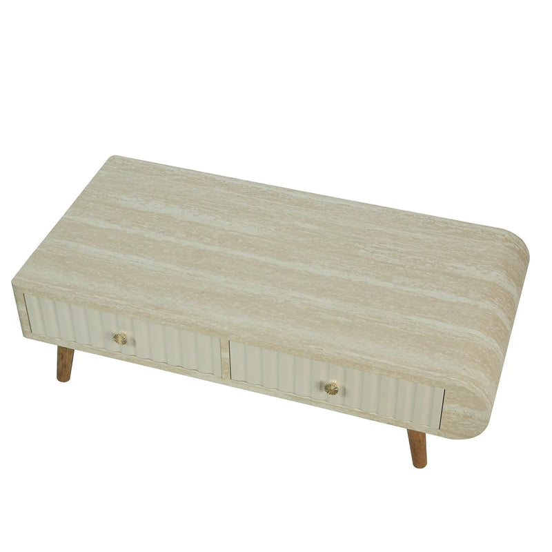 Coffee Table with Veneered Faux Marble Tabletop by HouseOfZazla