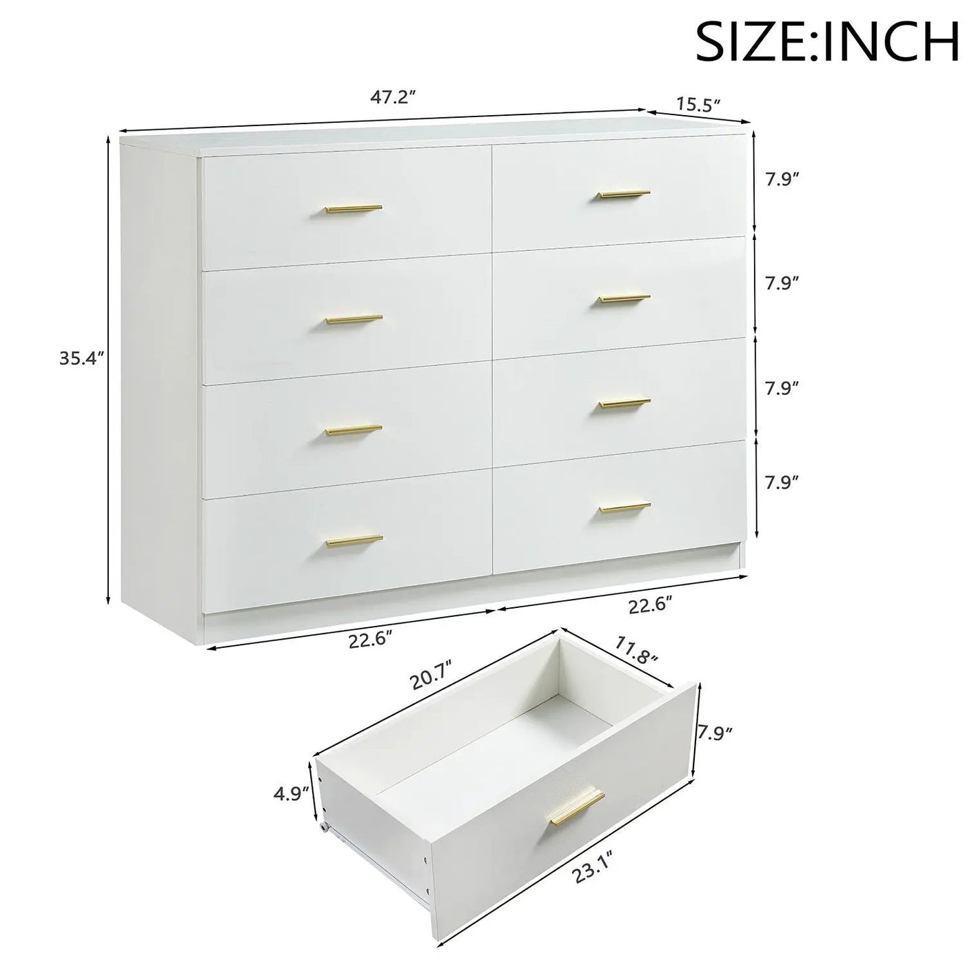 Modern Drawer Dresser For Bedroom, Ample Storage Wide Chest Of Drawers by Unique Piece Furniture