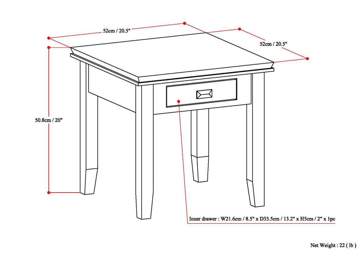 Handcrafted End Table with Functional Drawer - Black, Light Brown, or Dark Brown, photo 24 of 24