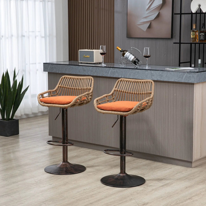 Modern Swivel Bar Stools Adjustable Counter Chairs With Footrest (Set of 2) by HouseOfZazla