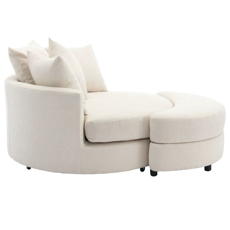 360° Swivel Accent Barrel Chair With Storage Ottoman & 4 Pillows, Modern Leisure Chair Round Accent For Living Room by HouseOfZazla